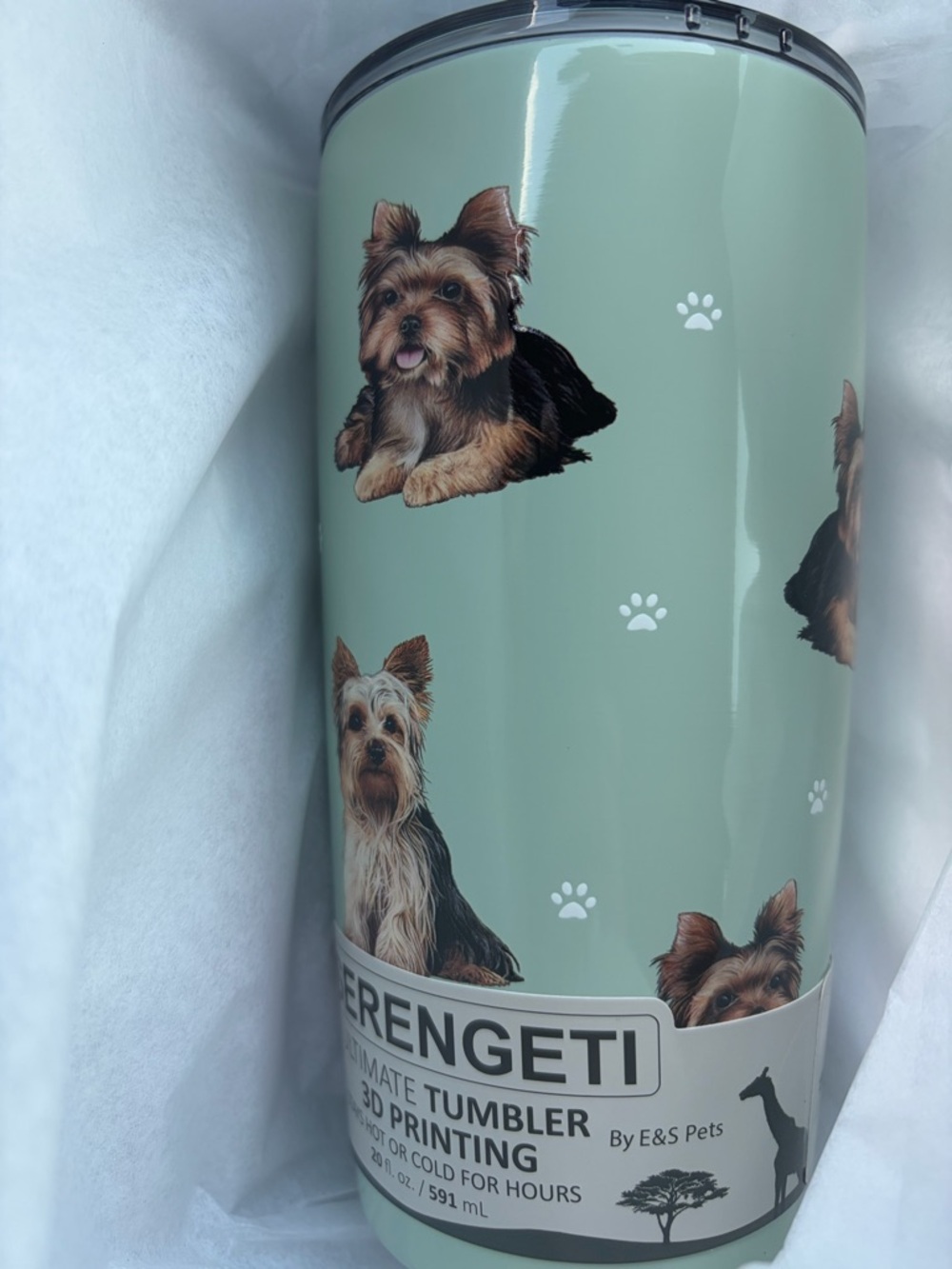 Serengeti Dog Print yorkie terrier Tumbler - Mint